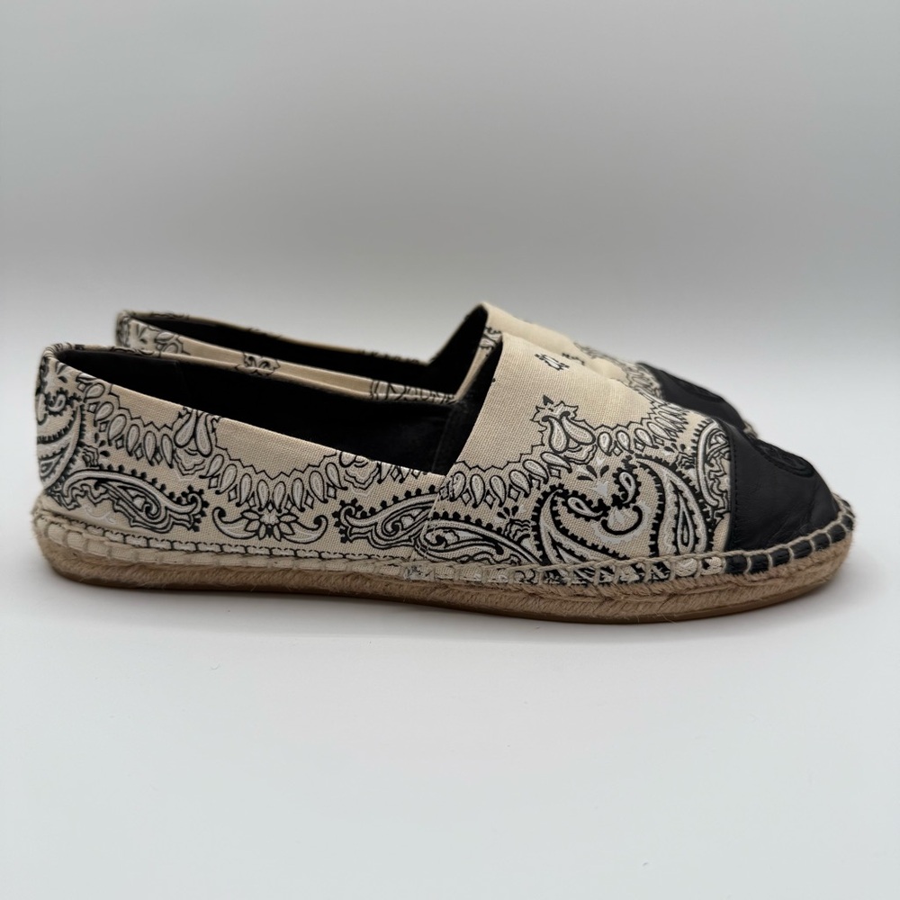 Tory Burch Black and Cream Espadrilles